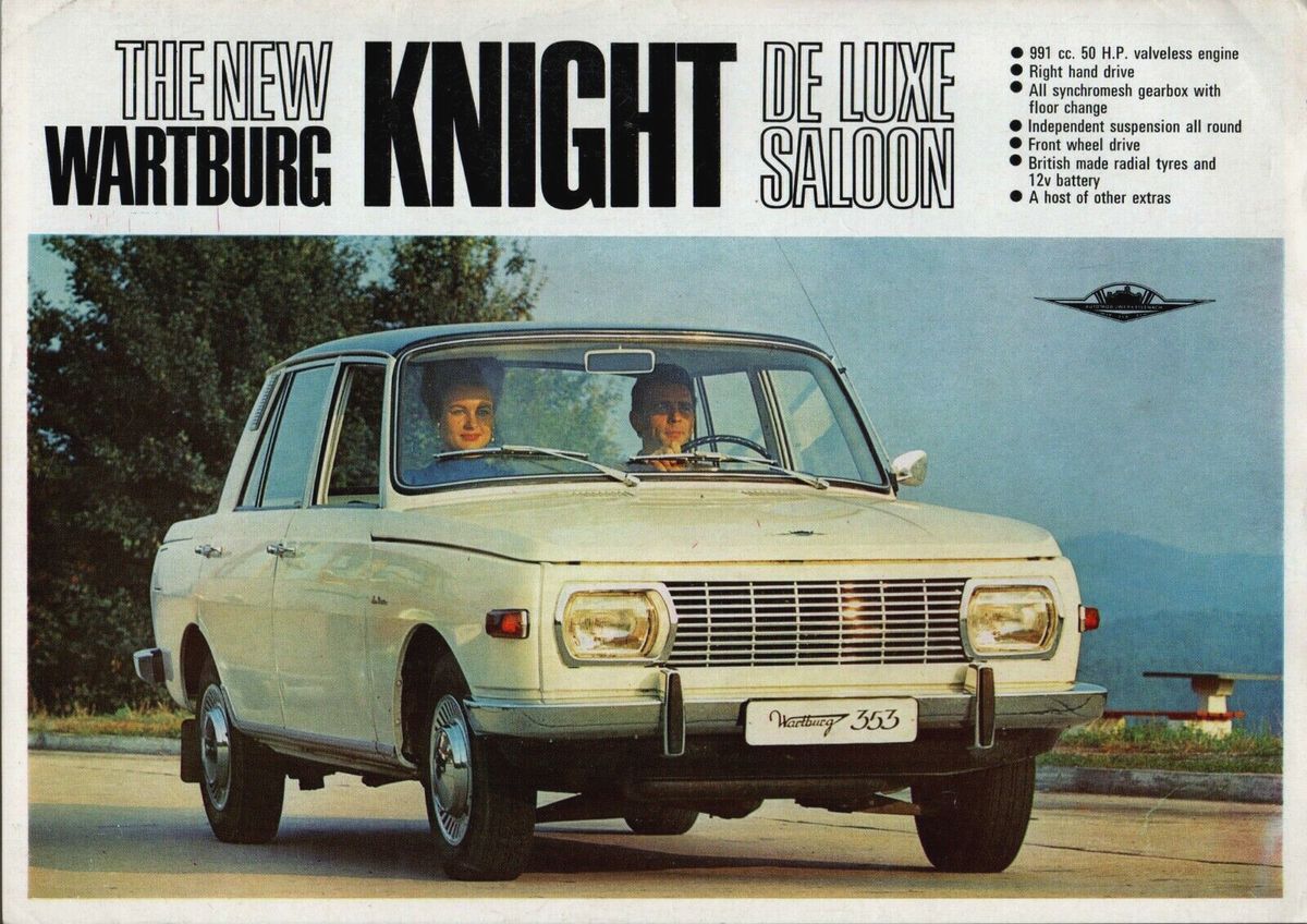 353 je bil na voljo z dvotaktnim 3-valjnikom, zadnja tri leta tudi z 1,3-litrskim štirivaljnikom. V Angliji so ga oglaševali kot Wartburg Knight (Vitez). 