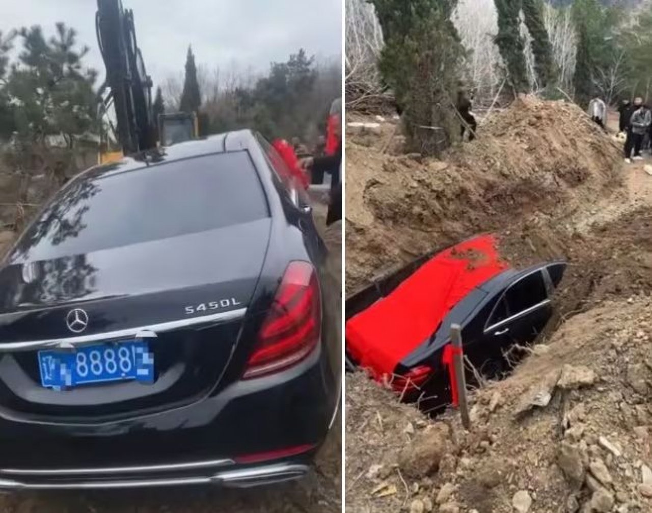 Poleg pokojnika pokopali tudi Mercedesa S