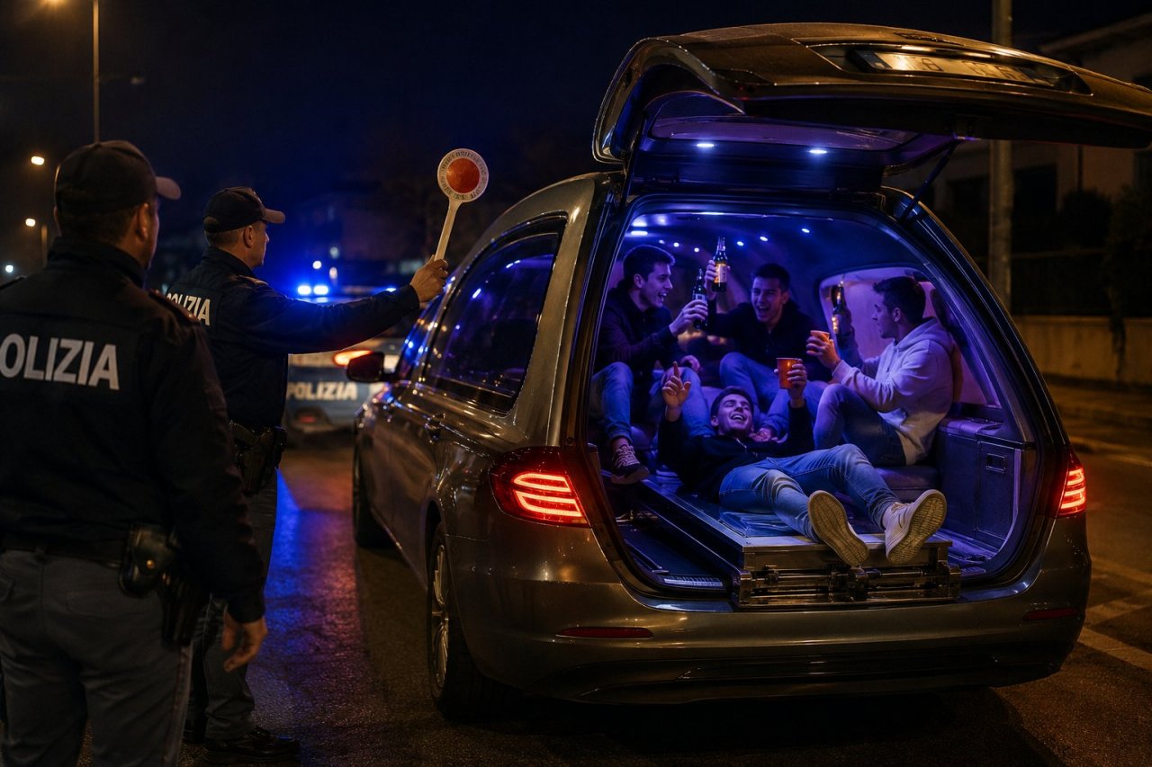 Divja zabava s pogrebnim avtomobilom